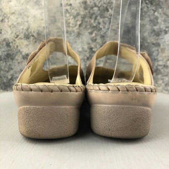 5 Zones Women's Size 41 Sabots Iridescent Pink Leather Closed Toe Slip On Mules - Picture 7 of 16